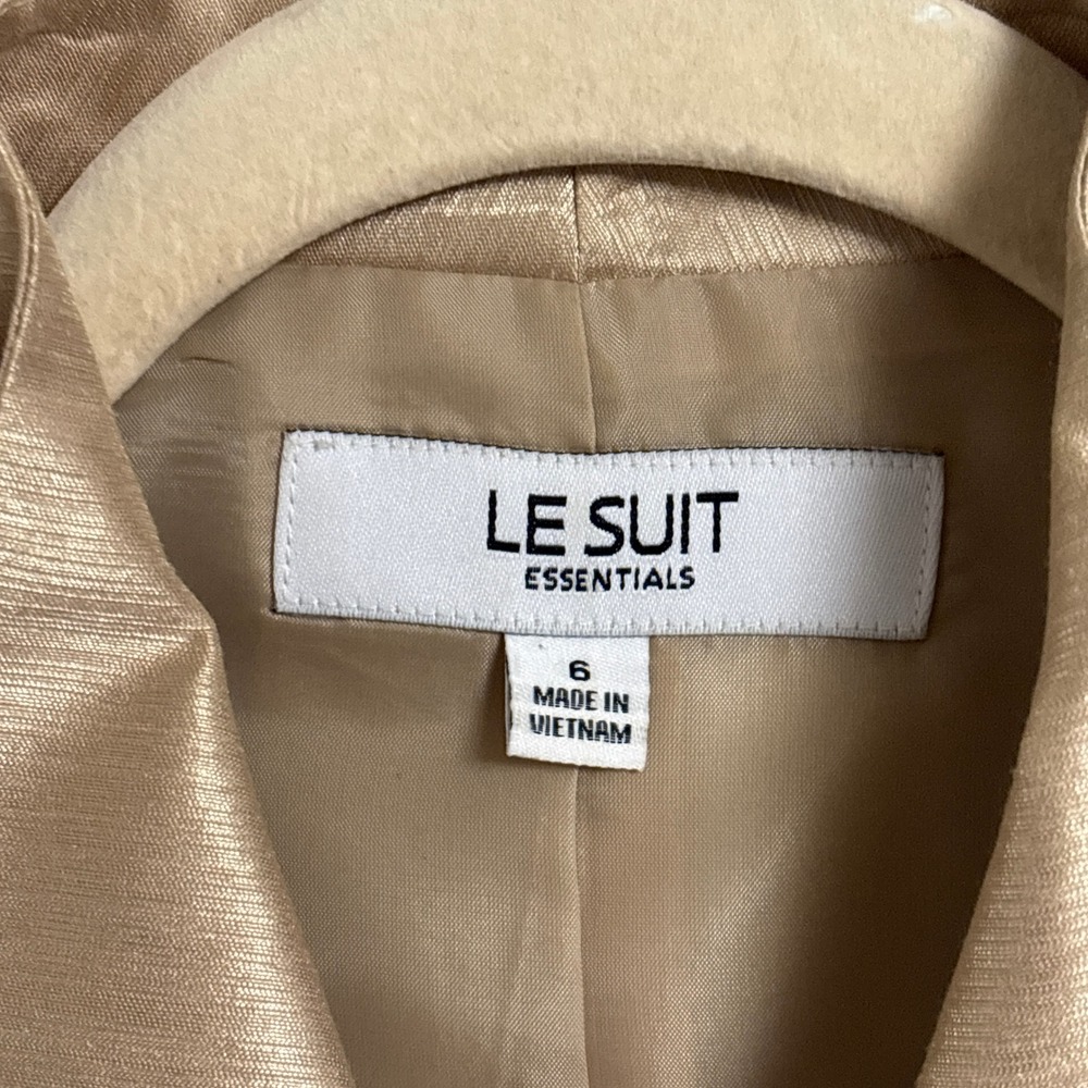 Le Suit Skirt Suit 6 Gold Satin Shimmer Metallic Formal Wedding Evening Mother - Picture 9 of 16